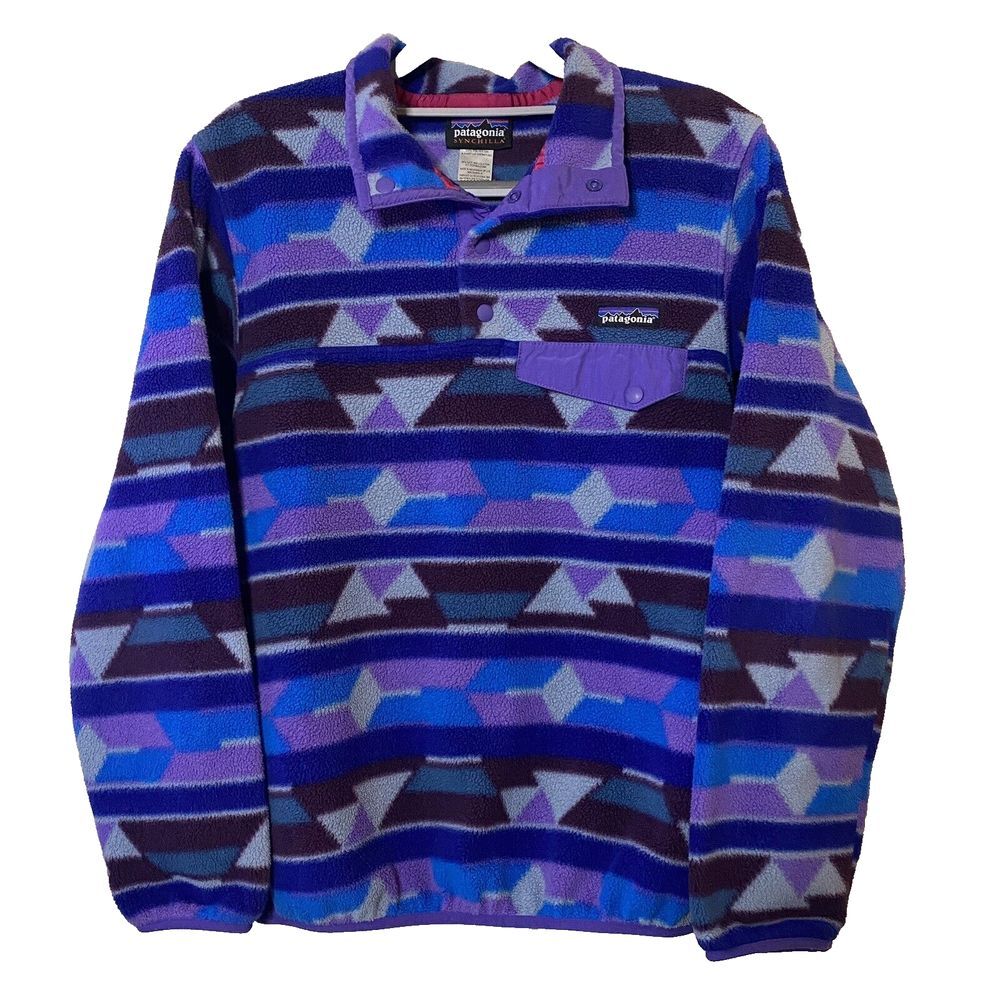 Patagonia Synchilla Multicolor Geometric Aztec Fleece Pullover Jacket Sz XS